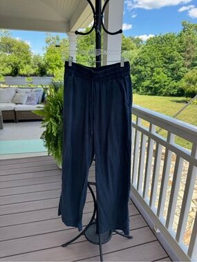 Quince 100% TENCEL™ Lyocell Wide Leg Pull-On Pants Navy Blue Small